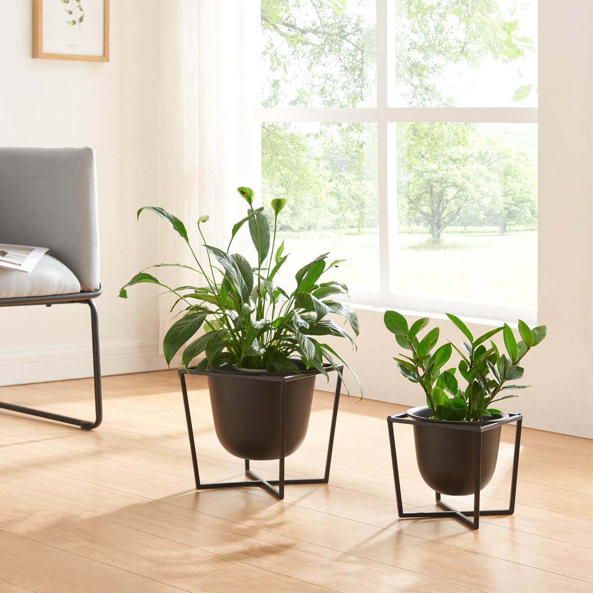 PFLANZENSTÄNDER-SET 2 TLG. Nordmaling - Schwarz, Metall (23/23.5/23cm) - [en.casa]