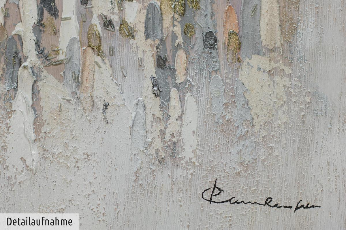 ACRYLBILD HANDGEMALT 60/60 cm - Beige/Grau, Holz/Textil (60/60cm) - KUNSTLOFT