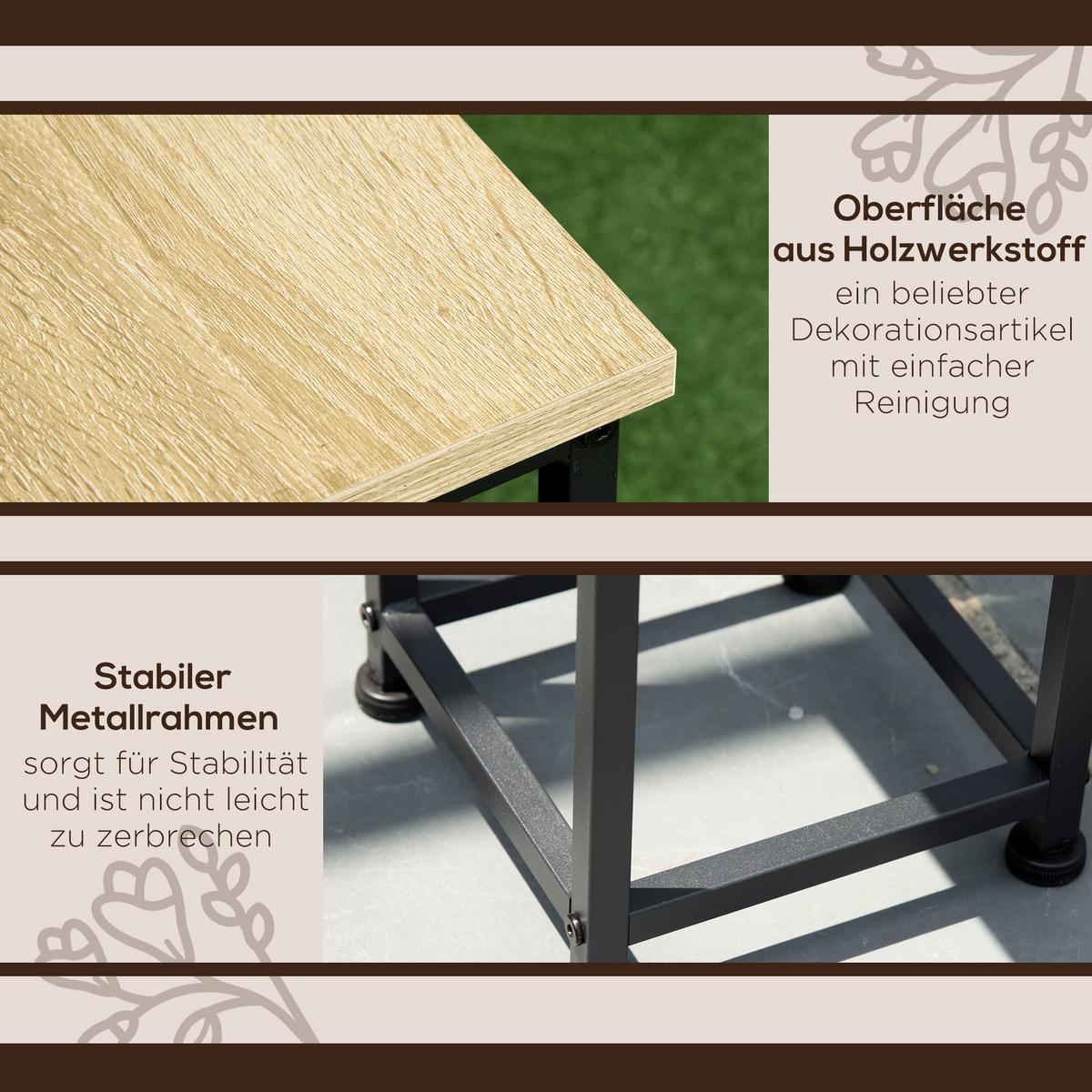 3-TEILIGES Set Pflanzenständer Stapelbarer Blumenhocker für Garten Balkon - Multicolor, Metall (90cm) - Outsunny