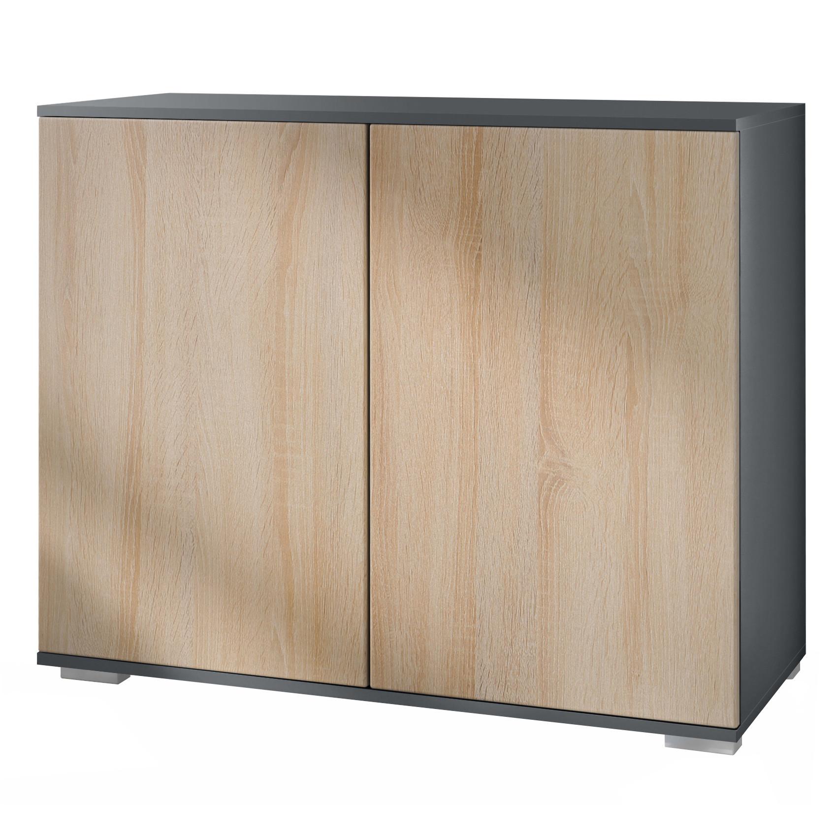 KOMMODE Skadu Eiche sägerau - Eiche San Remo, Holzwerkstoff (92.5/75.5/35cm) - Vladon