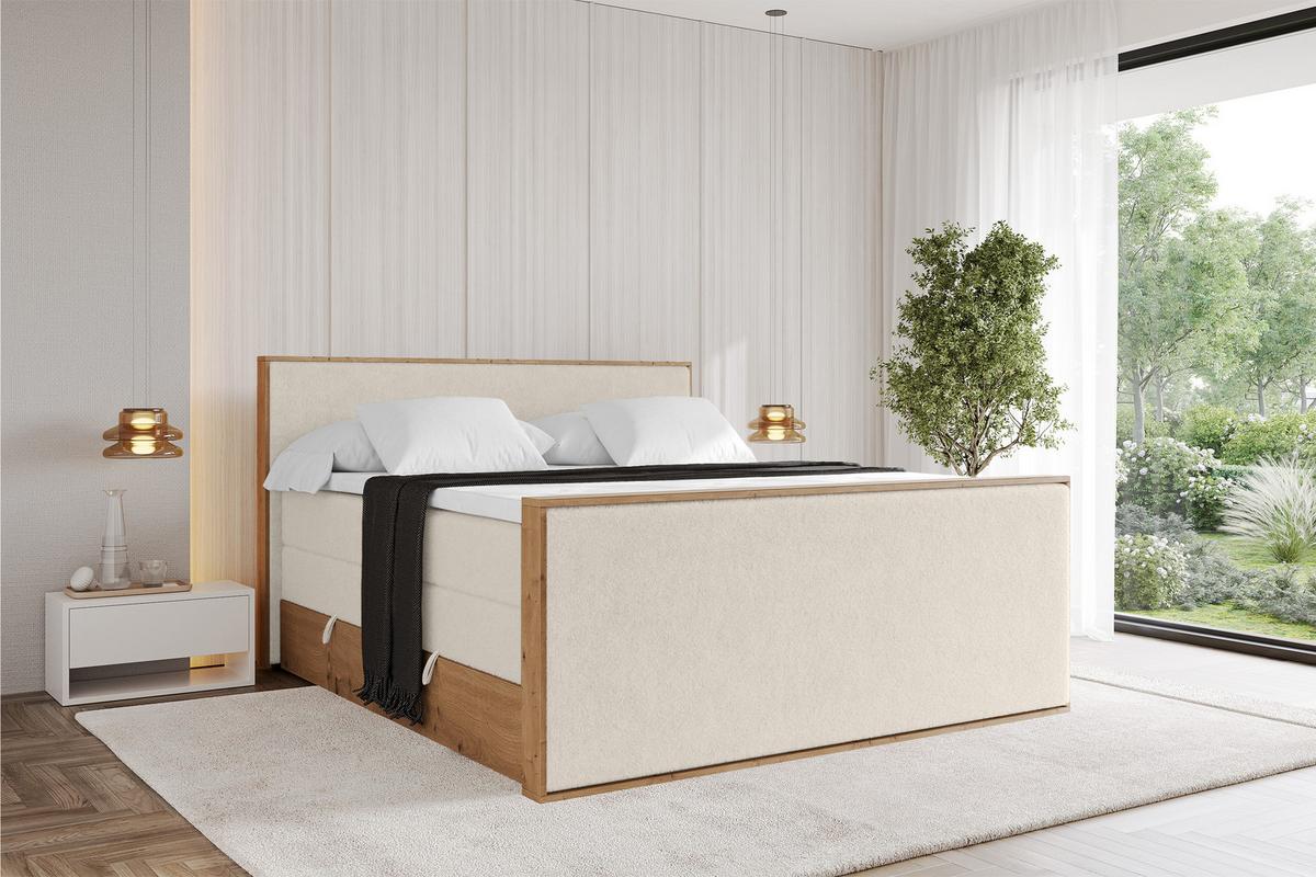 BOXSPRINGBETT LOLLI9 -Z-KING 140x200 - H3/H4 Hellbeige - Sandfarben, Holzwerkstoff (140/200cm) - ALTDECOR
