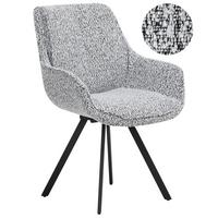 ESSZIMMERSTUHL drehbar Bouclé Schwarz/Weiß Marcellus - Weiß, Textil (59/87/60cm) - Beliani