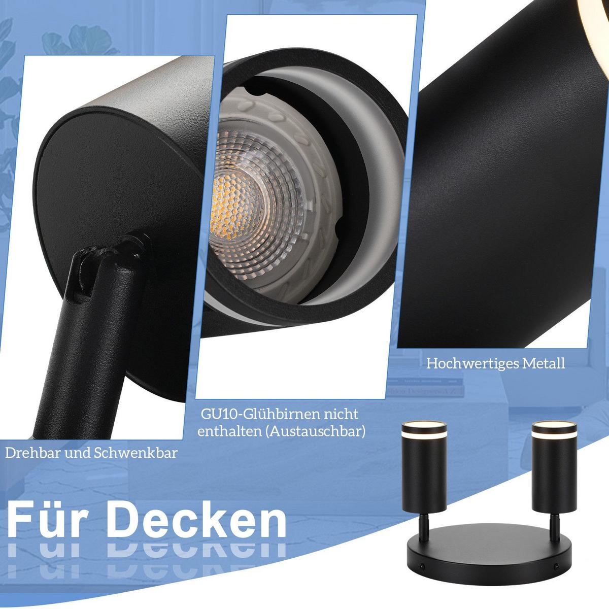 DECKENSTRAHLER Heilbronn 2-flammig 20/20/17 cm - Schwarz, Metall (20/20/17cm) - Nettlife