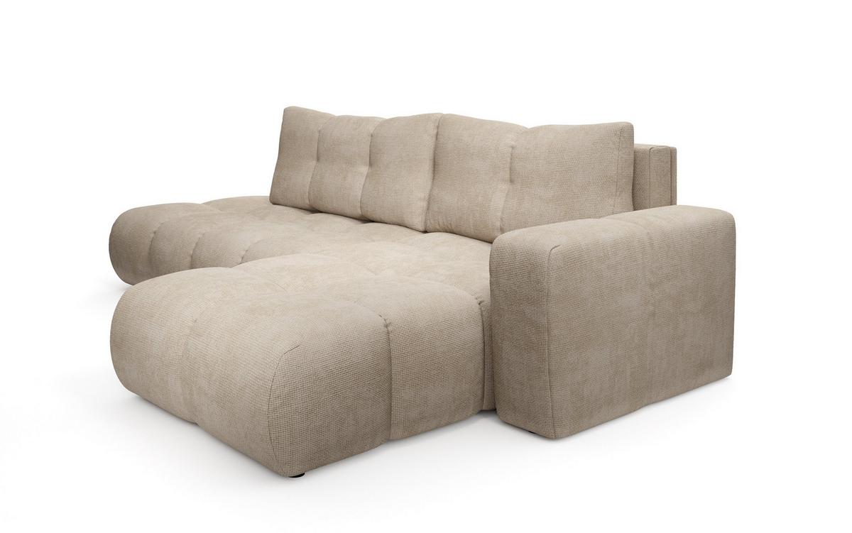 ECKSOFA DUCA R-S Beige Chenille mit Schlaffunktion - Sandfarben, Holz (266.5/266.5cm) - MASSENO