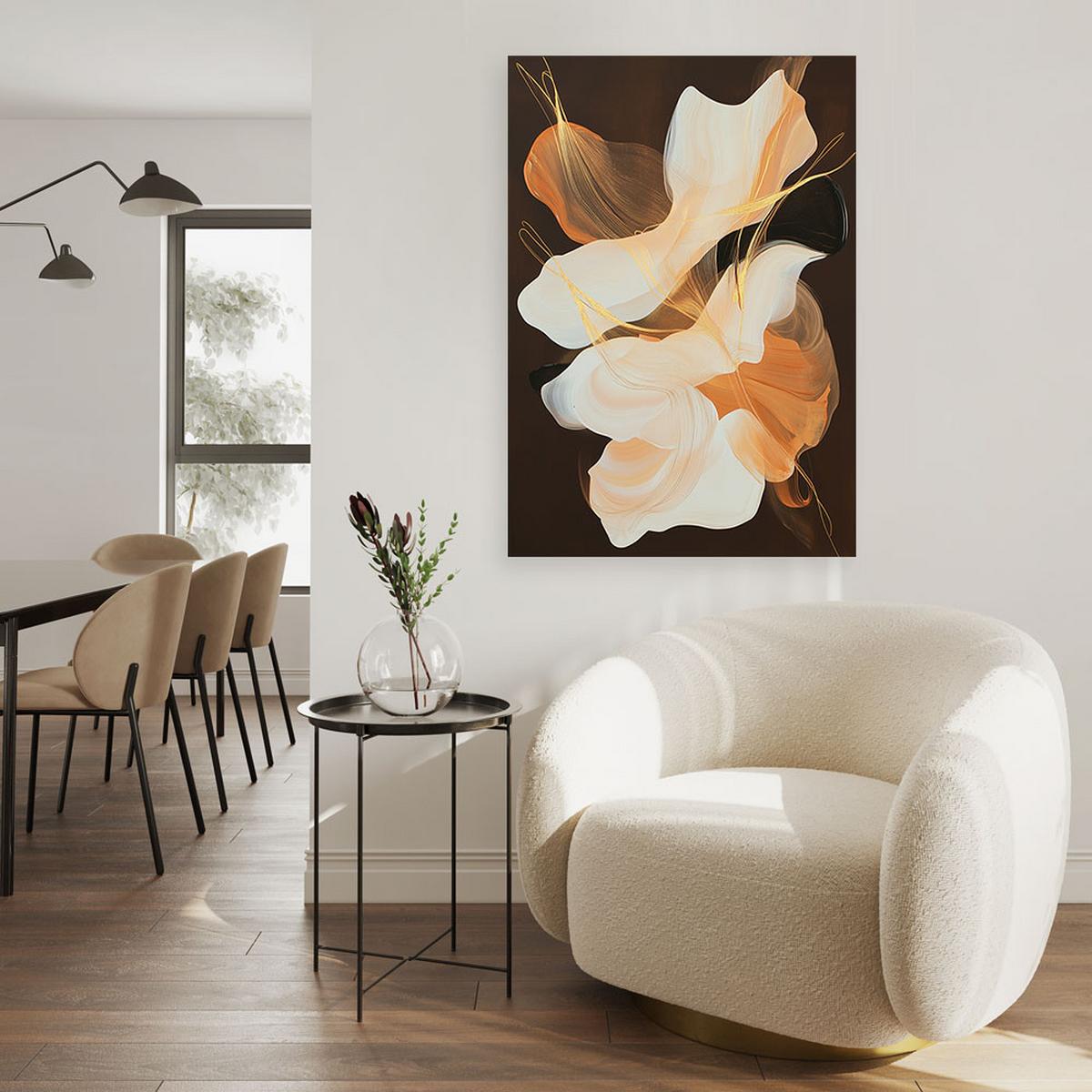 LEINWANDBILD Abstraktion Formen Flecken Orange 70x100cm - Braun, Textil (70/100cm) - Feeby