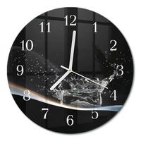 WANDUHR aus Glas Ø30 cm - Wasser - Schwarz, Glas (30/30/0.4cm) - TULUP