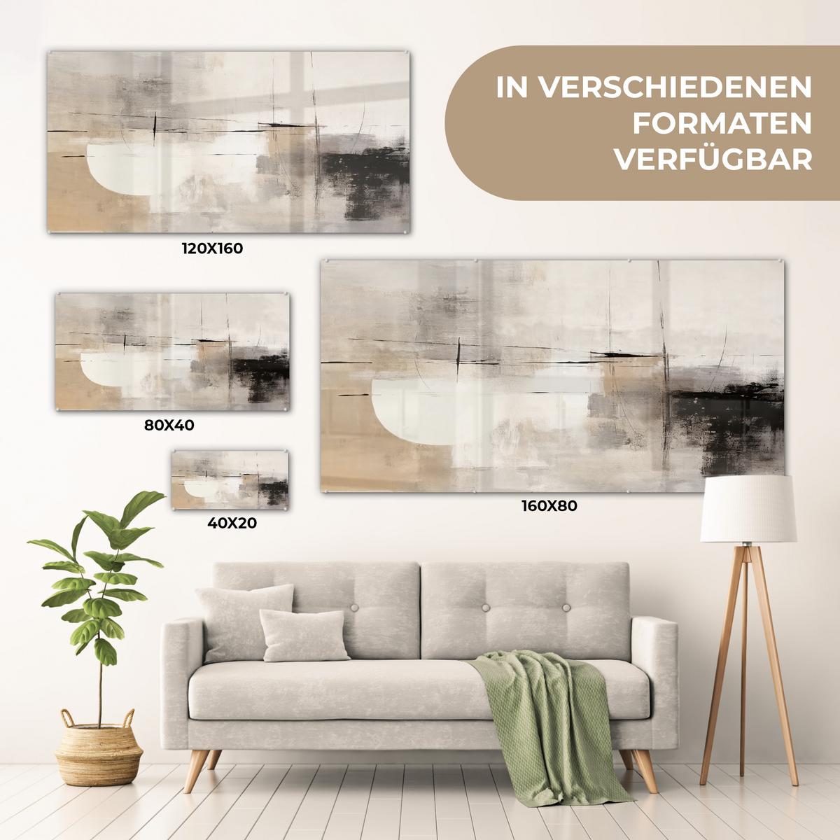 ACRYLGLASBILD Abstrakt - Kunst - Grau 120x60 cm - Hellgrau, Glas (120/60cm) - MuchoWow