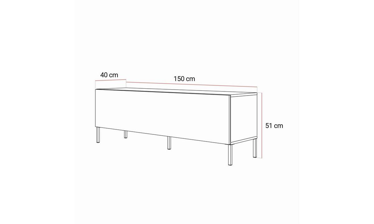 TV-SCHRANK COLGANTE 150/40/51 cm gerade Füße in Kaschmir mit LED-Beleuchtung Kaschmir - Kaschmir, Holzwerkstoff (150/51/40cm) - Lookway
