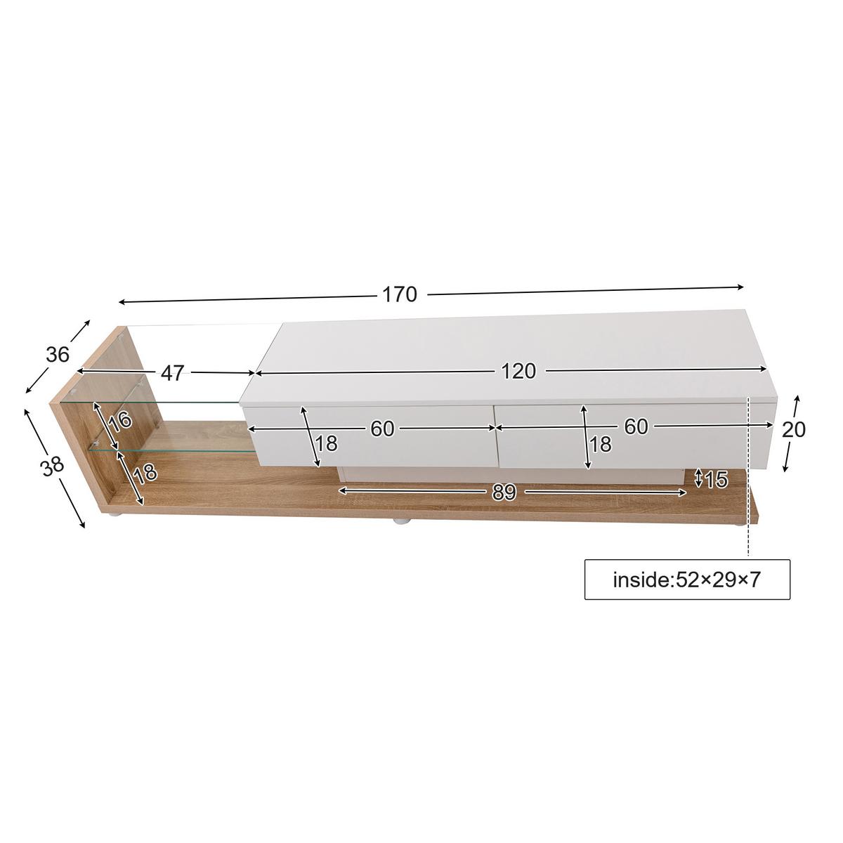 TV-MÖBEL Weiß 170/36/38CM - Schwarz, Holzwerkstoff (36/38/170cm) - Urban Meuble