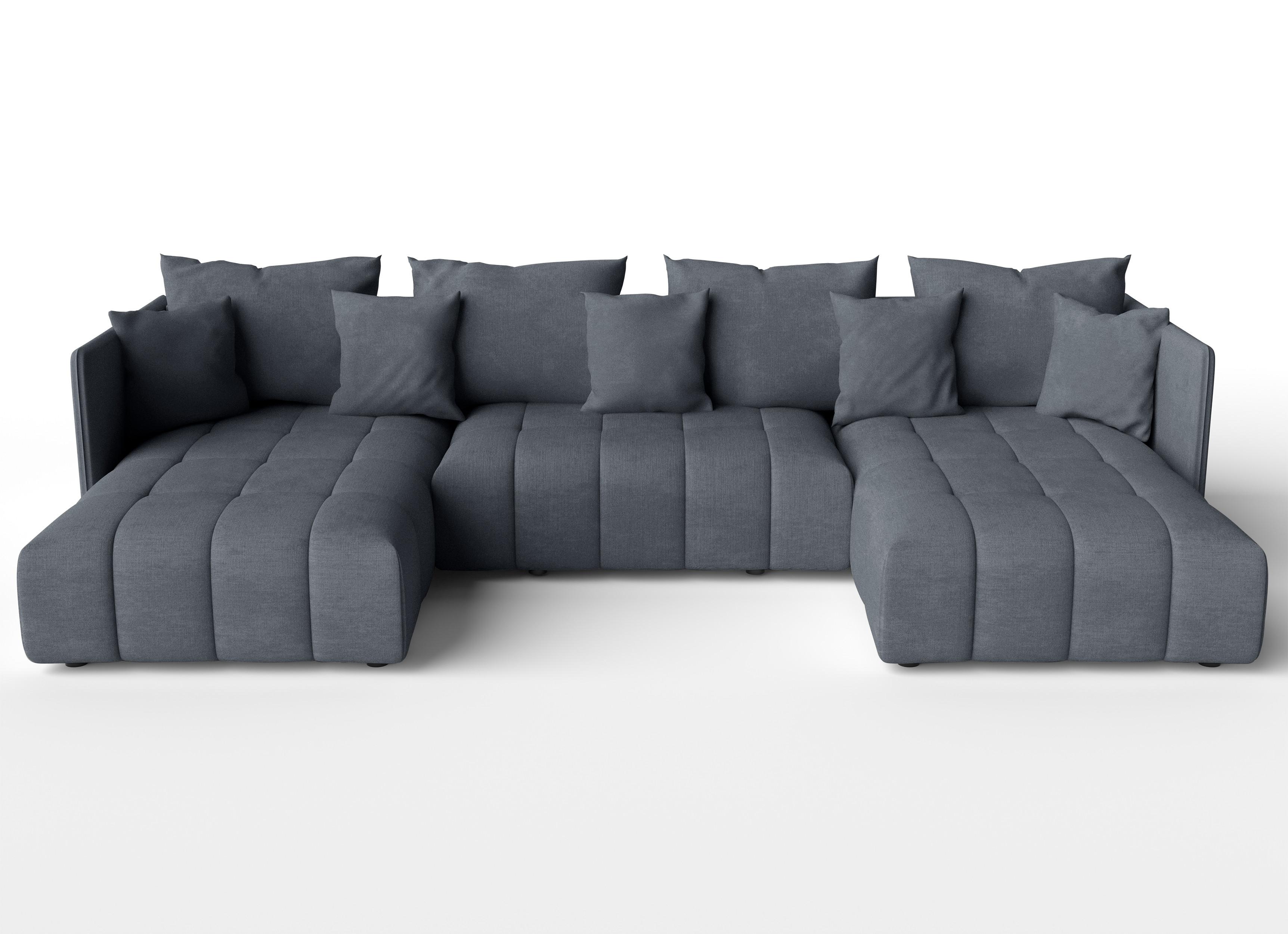 WOHNLANDSCHAFT Veliro U Grau 353/180/83 cm mit Schlaffunktion und Bettkasten - Dunkelgrau/Schwarz, Kunststoff/Textil (353/83/180cm) - AX Living
