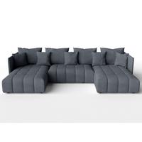 WOHNLANDSCHAFT Veliro U Grau 353/180/83 cm mit Schlaffunktion und Bettkasten - Dunkelgrau/Schwarz, Kunststoff/Textil (353/83/180cm) - AX Living