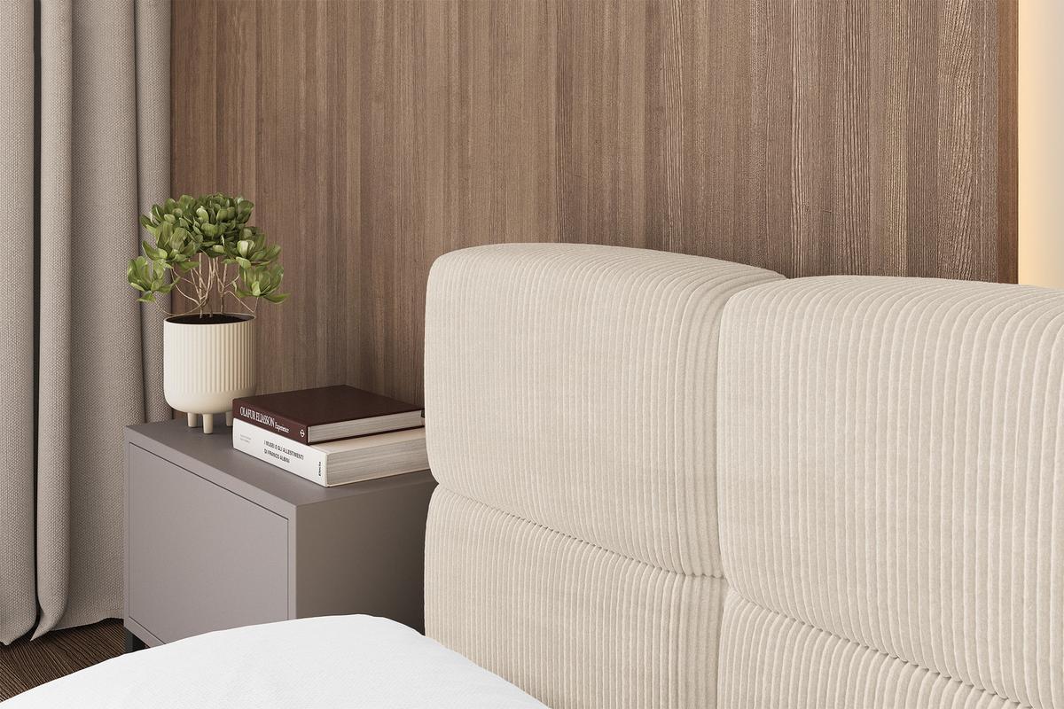 POLSTERBETT mit Bettkasten und Lattenrost, Bett mit Kopfteil, Boxbett ohne Matratze, Doppelbett mit Stauraum - NATA-v1 200x200 Beige - Schieferfarben, Holzwerkstoff/Textil (200/200cm) - ALTDECOR