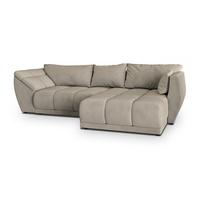 ECKSOFA ORENTI R-S Beige Velours-Stoff mit Schlaffunktion - Beige, Holz (287/182cm) - MASSENO
