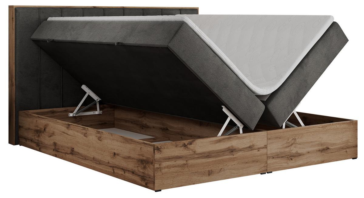 BOXBETT BELLISSIMO 180/200 Dunkelgrau Velvet - H4 - Dunkelgrau, Holz/Textil (180/200cm) - MKS