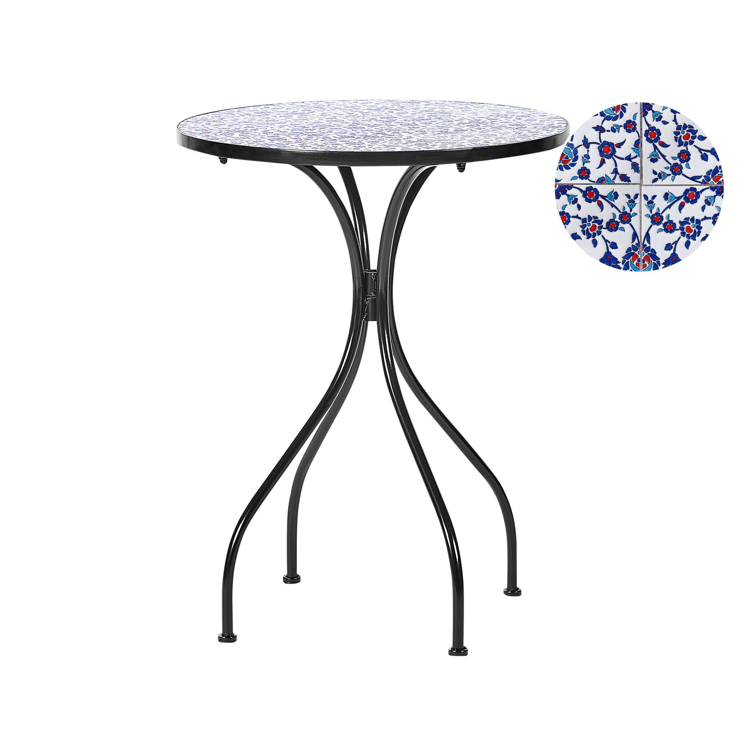 GARTENTISCH Keramik Schwarz Camprena - Blau/Schwarz, Metall (60/60/75cm) - Beliani