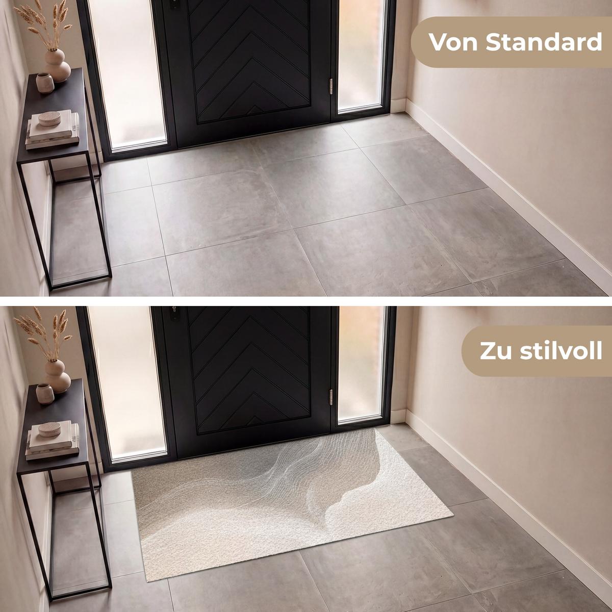 FUSSMATTE Wellenlinien - Luftströme - Harmonisch Schmutzfänger 150x90 cm - Beige, Kunststoff (150/0.4cm) - MuchoWow