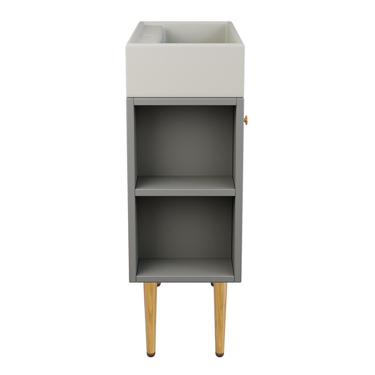 WASCHTISCHKOMBI Hellgrau mit Keramikbecken - Grau, Holzwerkstoff (55/91/31cm) - Urban Meuble