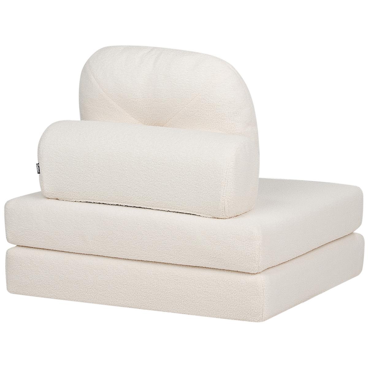 1-SITZER BODENSOFA Bouclé weiß mit Schlaffunktion Olden - Weiß, Textil (81/54/91cm) - Beliani