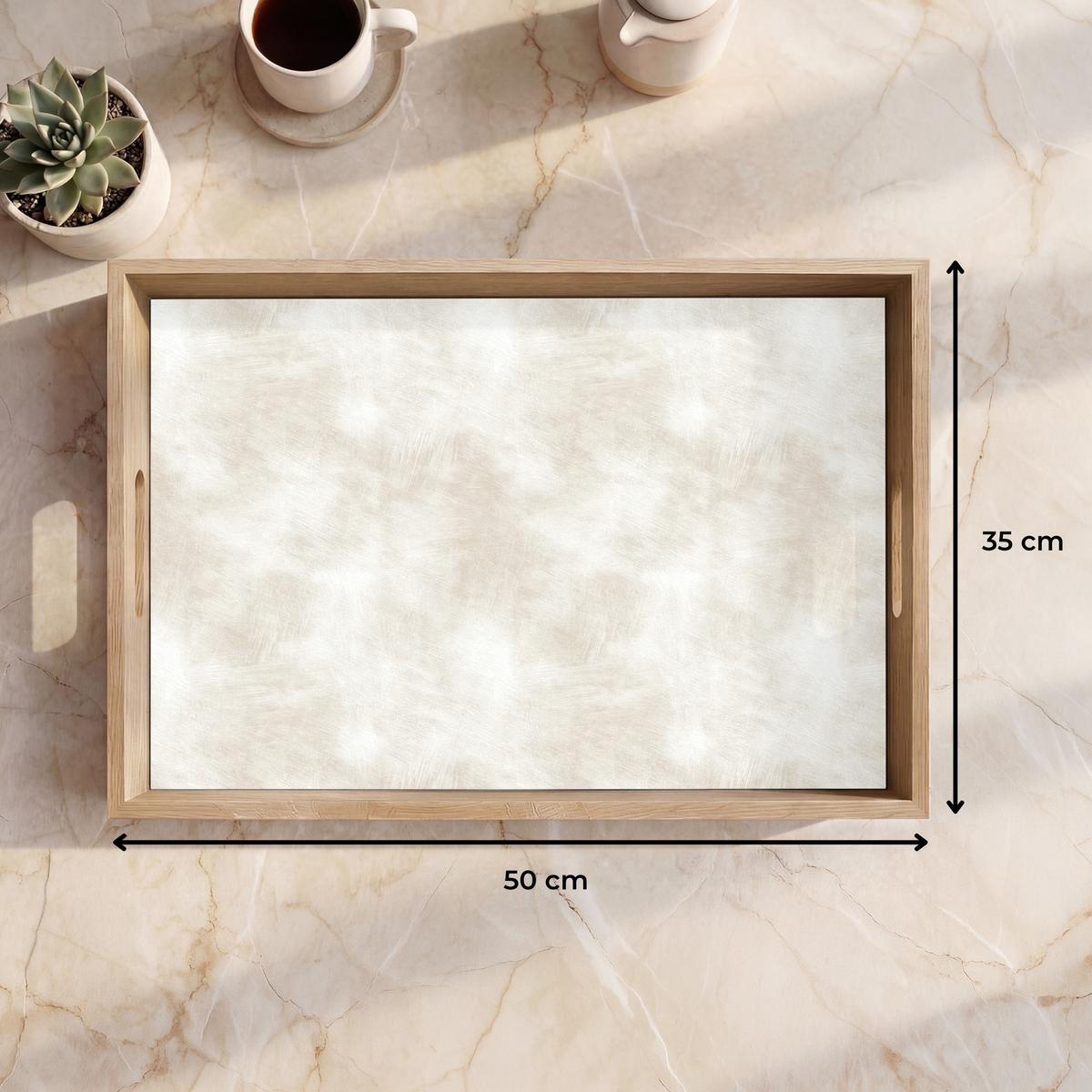 TABLETT Dezent - Textur - Beige 50x35 cm - Creme, Holz (50/5/5cm) - OnlyWow