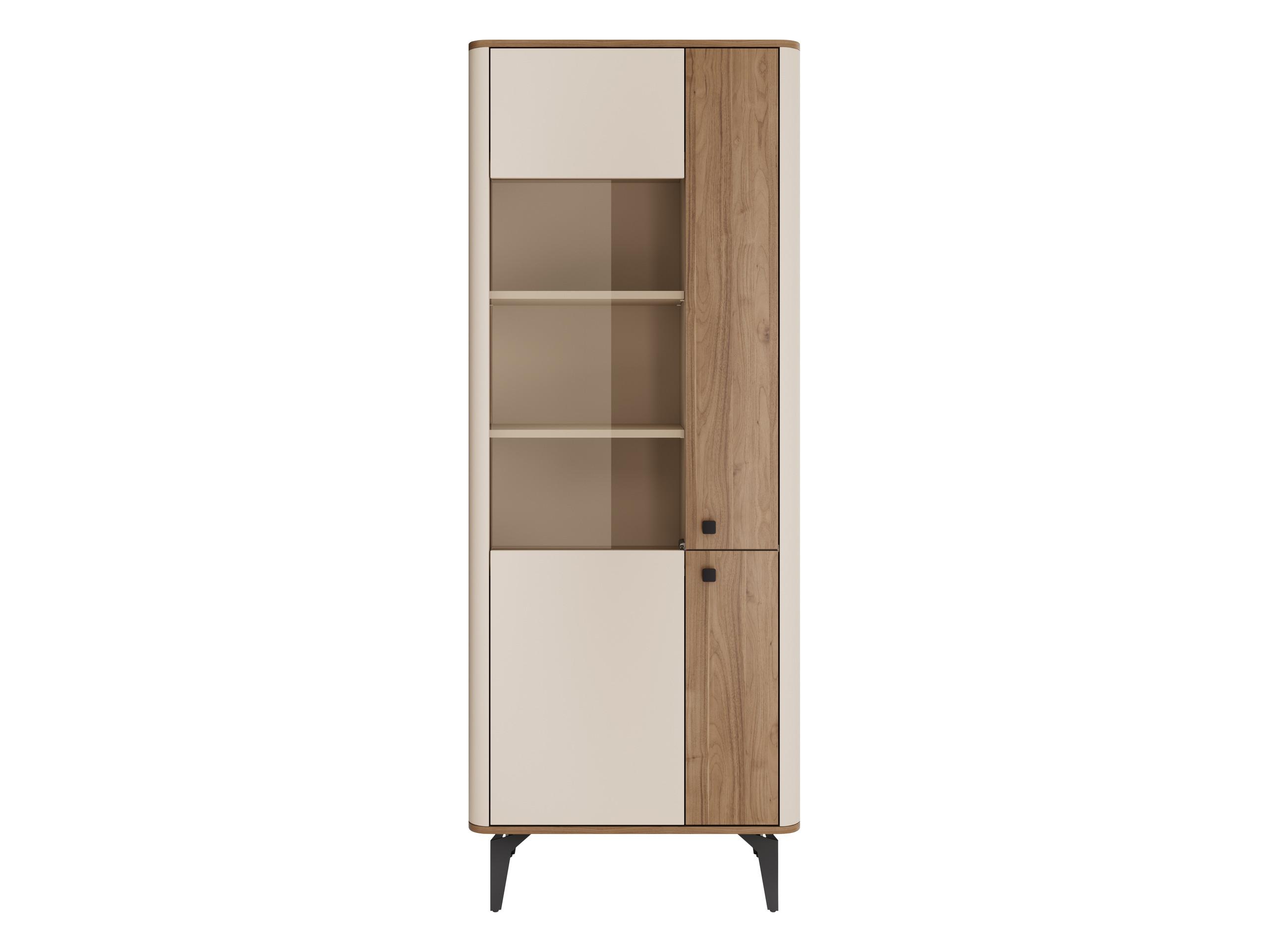 VITRINE Aurena AU02 - Kaschmir/Nussbaumfarben, Holzwerkstoff/Metall (74/190/41cm) - MIRJAN24
