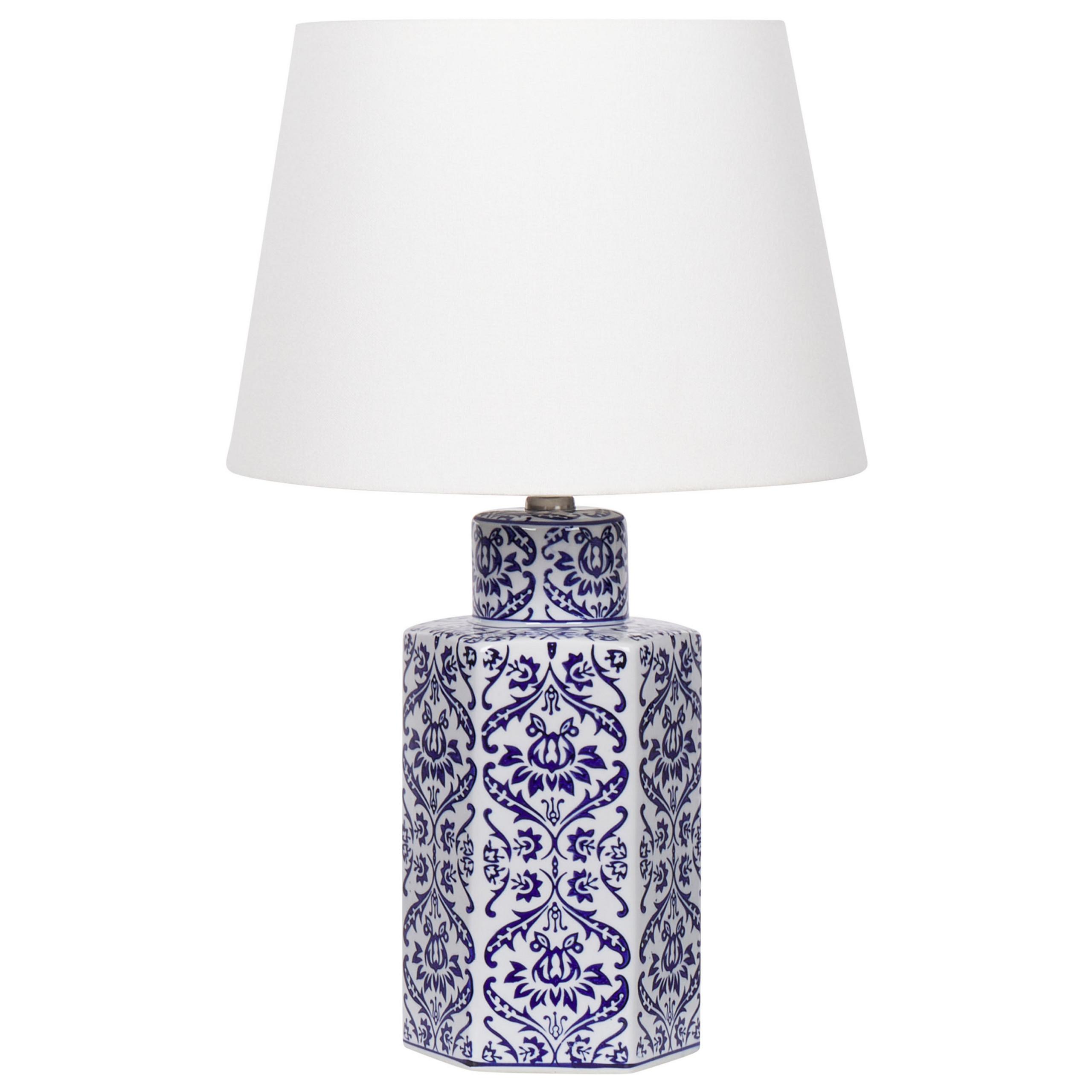 TISCHLEUCHTE Blau/Weiß Marcelin - Blau/Weiß, Keramik (33/33/53cm) - Beliani