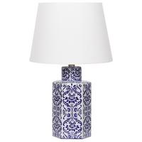 TISCHLEUCHTE Blau/Weiß Marcelin - Blau/Weiß, Keramik (33/33/53cm) - Beliani