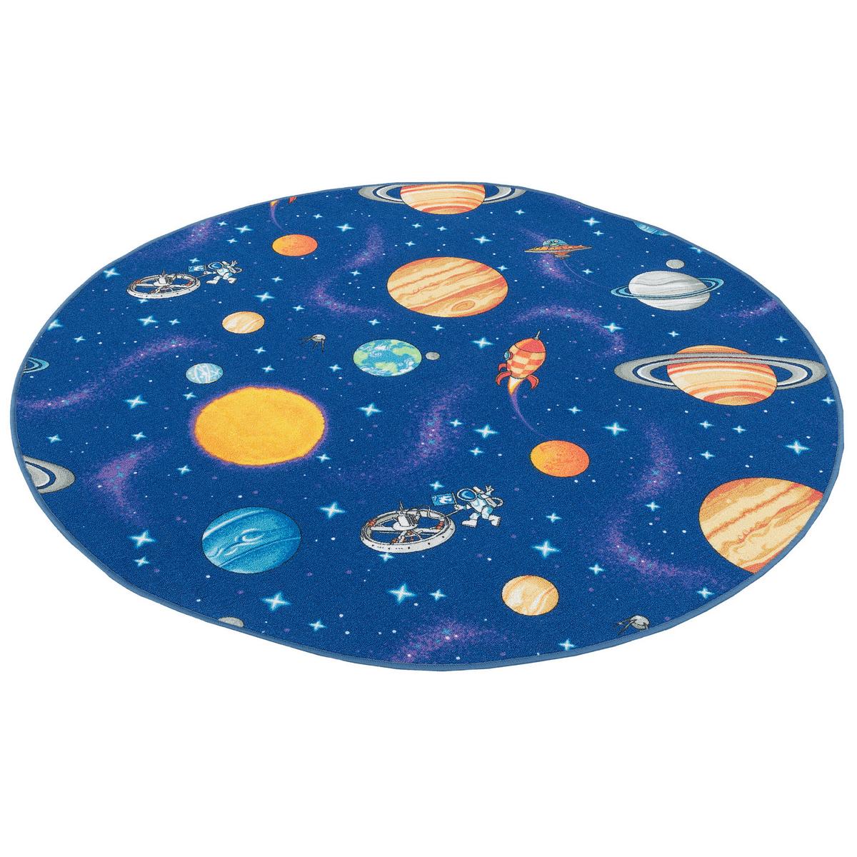 KINDER SPIEL TEPPICH WELTALL RUND - Blau, Textil (133/133cm) - Snapstyle