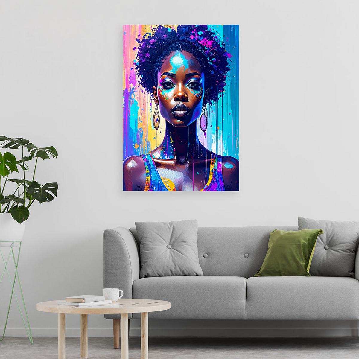 LEINWANDBILD Abstrakt Porträt einer Frau 60x90cm - Multicolor, Textil (60/90cm) - Feeby