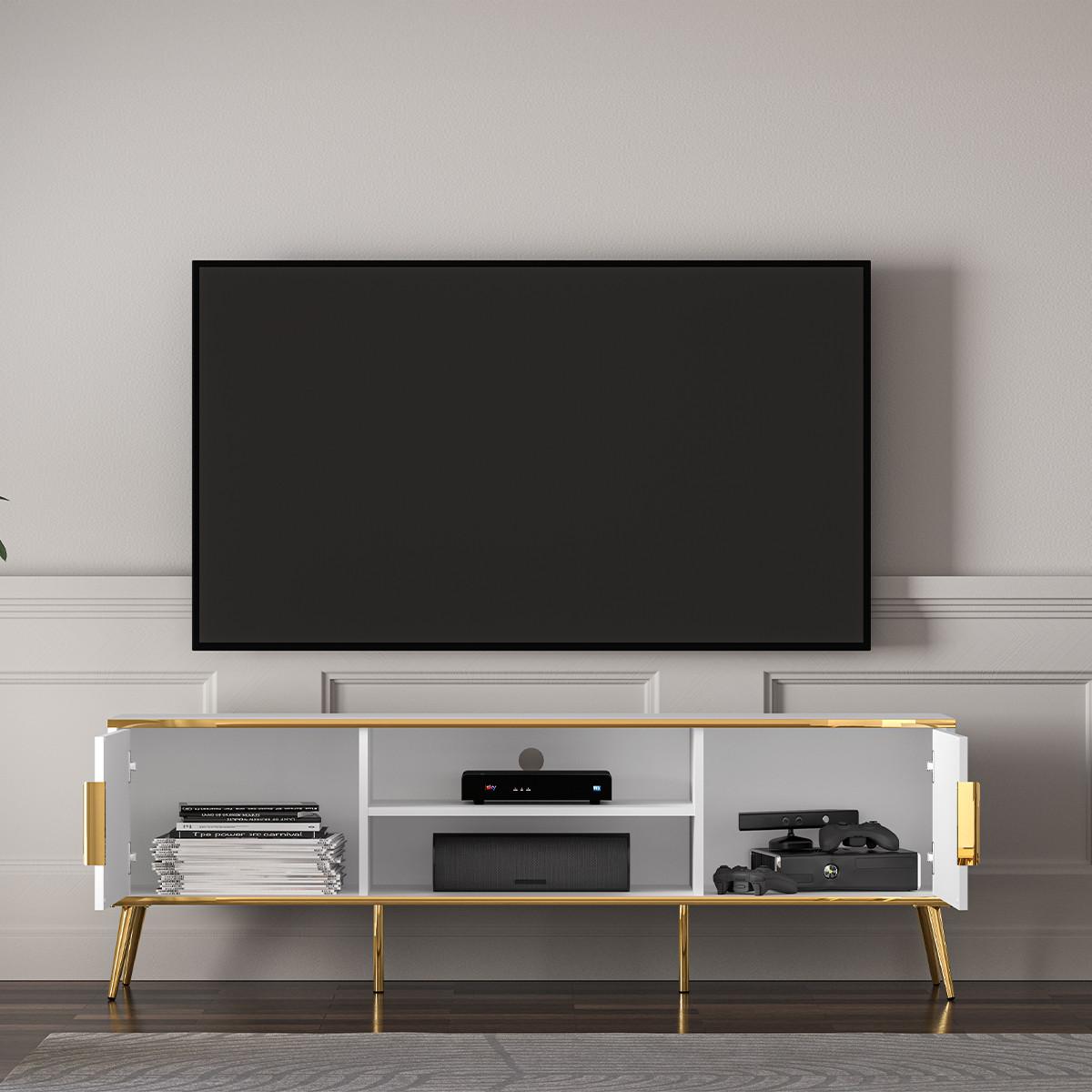 TV-MÖBEL Zora Weiß - Weiß, Holzwerkstoff (160/53/40cm) - Petits-meubles