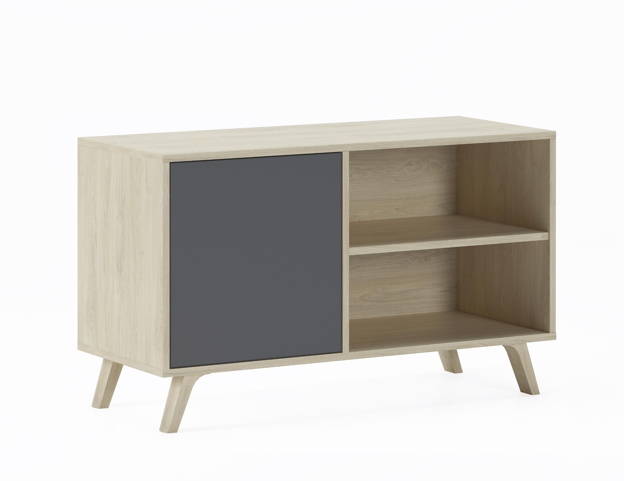 LOWBOARD, Eiche, Anthrazitgrau, 95/40/57cm - Eichefarben/Anthrazit, Holzwerkstoff (95/57/40cm) - Skraut Home
