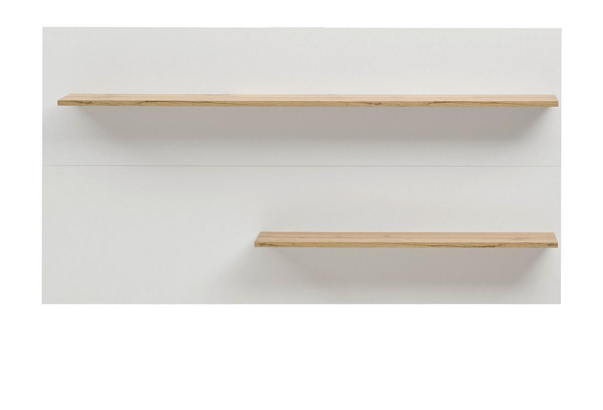 WANDREGAL weiß, Eiche Wotan 155 cm, Wandpaneel mit 2 variablen Regalböden - Eiche Wotan/Weiß, Holzwerkstoff/Metall (155/80/20cm) - Furn.Design