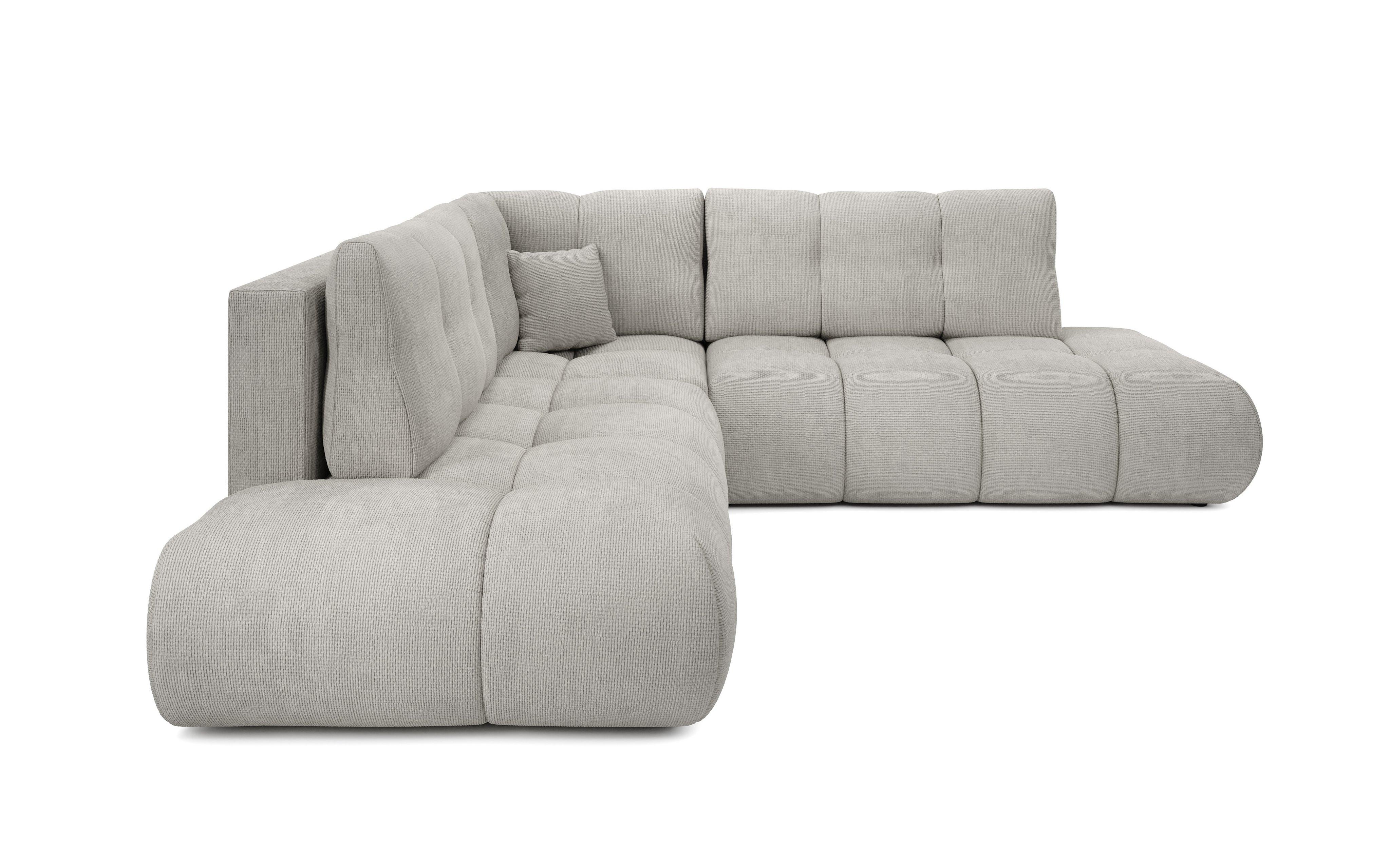 ECKSOFA DUCA II L-S Hellgrau Chenille mit Schlaffunktion - Hellgrau, Holz (266.5/266.5cm) - MASSENO