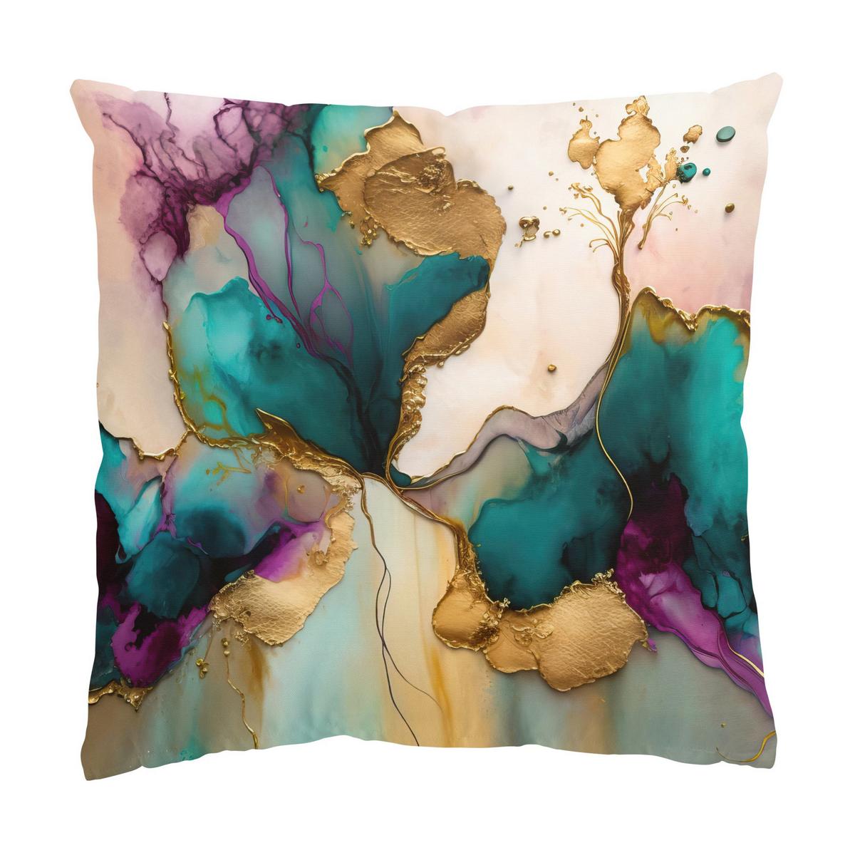 DEKOKISSEN 2er-Set Goldenes Farbspiel Duo 40/40 cm - Goldfarben, Textil (40/40cm) - Bilderwelten