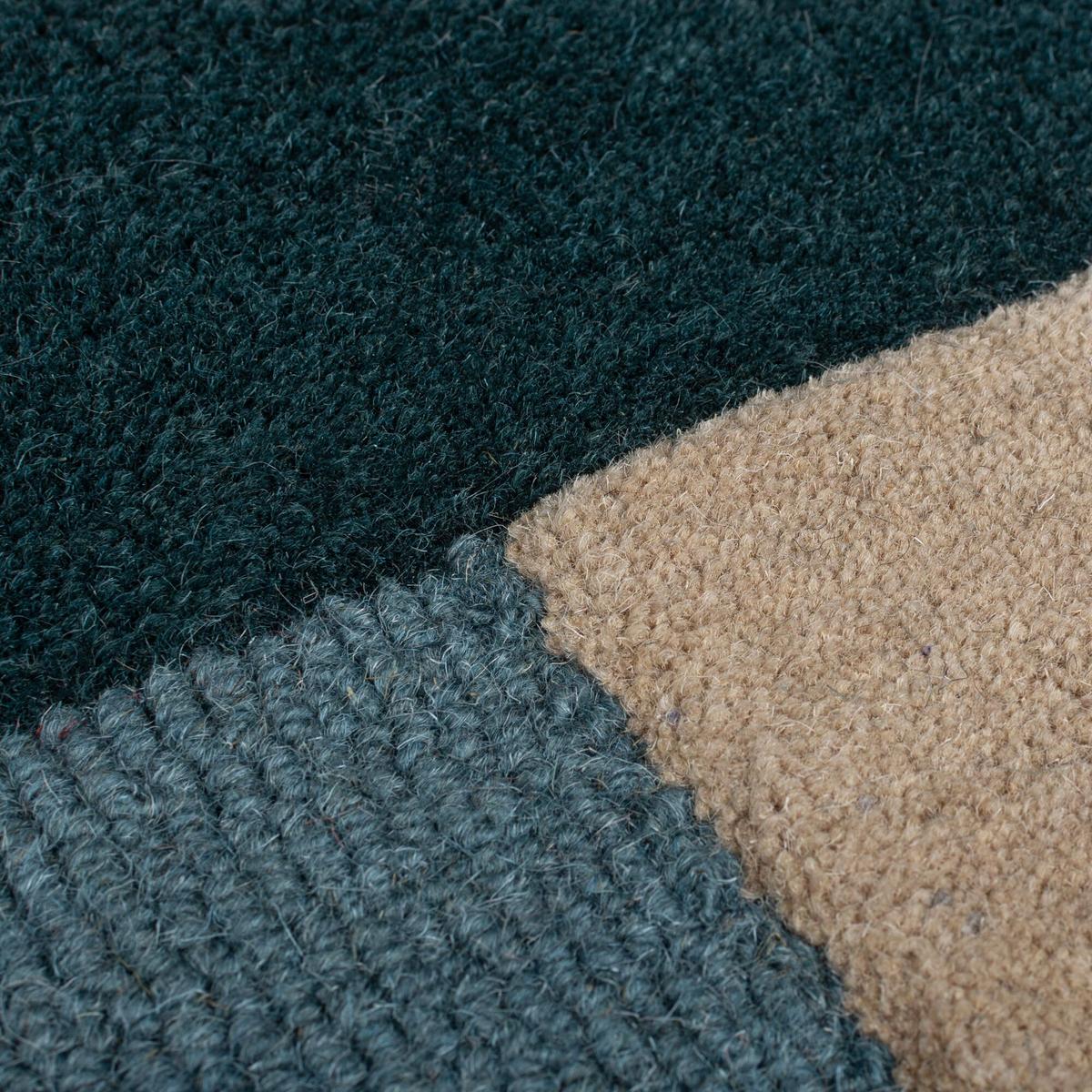 WOLLTEPPICH HALLEIN, geometrisch, Türkis-Beige, 120 x 180 cm - Grün, Textil (180/120cm) - KADIMA DESIGN