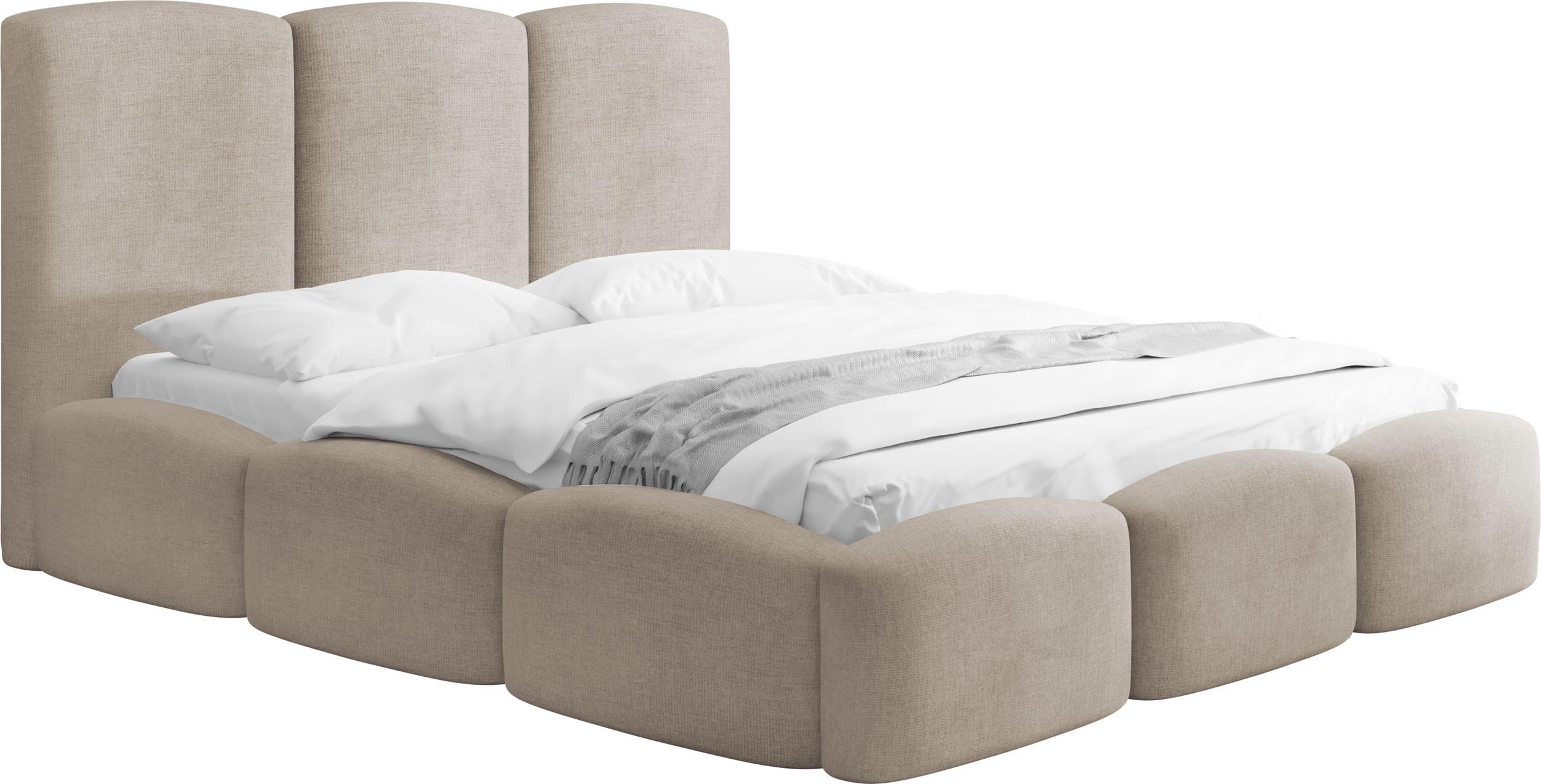 POLSTERBETT Harmony mit Bettkasten & Lattenrost in Beige Chenille 140 x 200 cm - Hellbraun/Beige, Holzwerkstoff/Kunststoff (140/200cm) - WFL GROUP