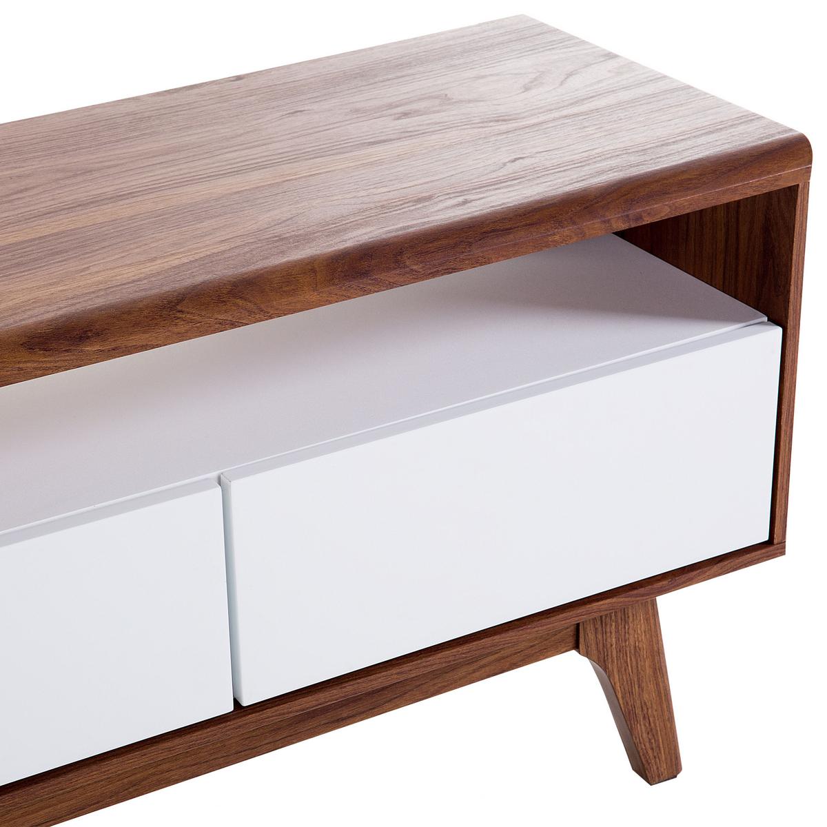TV-MÖBEL Dunkelbraun, Weiß SYRACUSE 39/140/53 cm - Dunkelbraun, Holzwerkstoff (140/53/39cm) - Beliani