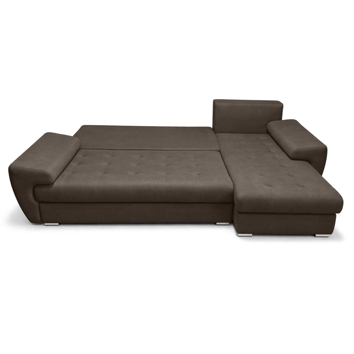 ECKSOFA L Form Manisa Braun 234/145/83 cm Rechts mit Schlaffunktion - Silberfarben/Braun, Kunststoff/Textil (234/145cm) - AX Living