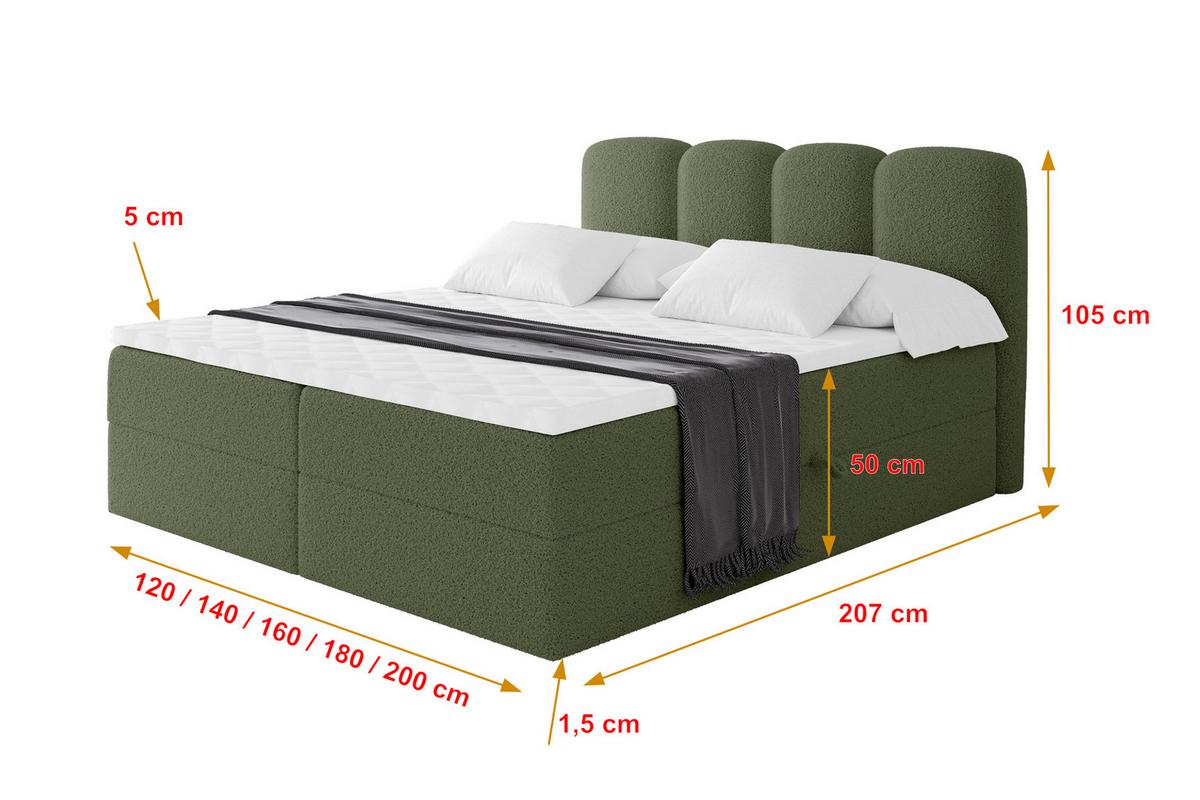 BOXBETT mit Matratze H4 - NINA - 180x200 cm Grün - Dunkelgrün, Holzwerkstoff (180/200cm) - ALTDECOR