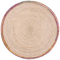 TEPPICH Bunt 120 cm Jute Satara - Beige, Textil (120/120cm) - Beliani