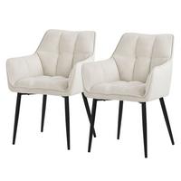 ESSZIMMERSTÜHLE 2ER-SET Creme Frotteestoff - Beige/Creme, Textil/Metall (63/90/57cm) - ML-DESIGN
