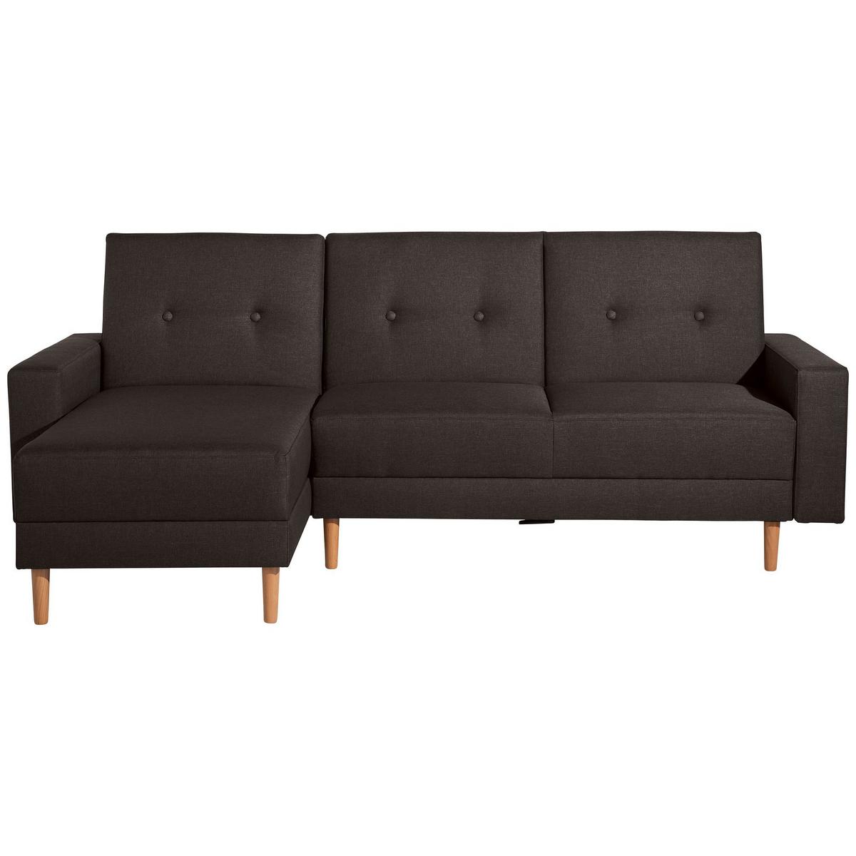 FUNKTIONSSOFA mit Hocker Kattie Flachgewebe schoko - Mokka, Kunststoff (144/230cm) - 58aufmkessel