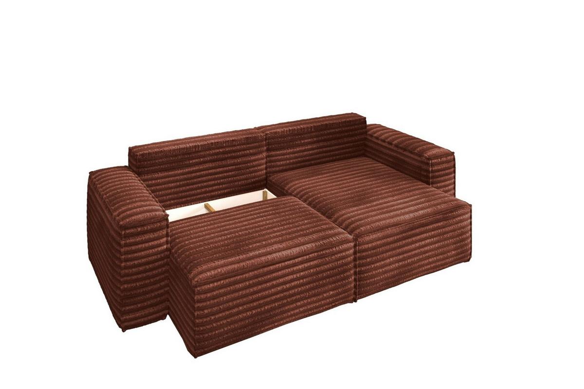 ECKSOFA Schlafsofa Madlen - Rotbraun, Holzwerkstoff/Textil (248/140cm) - Fun Möbel