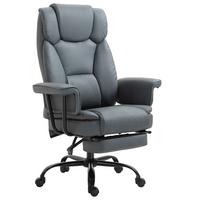 BÜROSTUHL höhenverstellbar Chefsessel Computerstuhl mit Fußstütze 360° PU - Grau, Leder (80/126/68cm) - Vinsetto