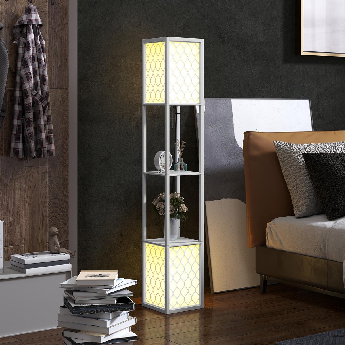 STEHLAMPE MDF Kunststoff Weiß - Weiß, Holzwerkstoff (26/26/156cm) - HOMCOM