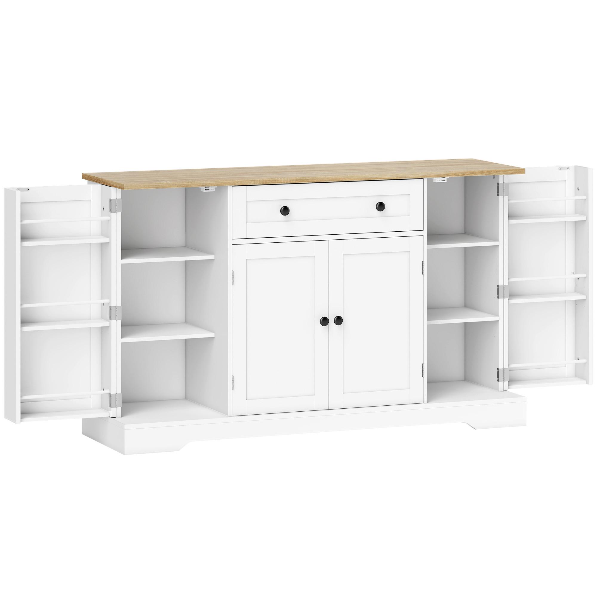 SIDEBOARD Spanplatte MDF Weiß - Schwarz/Weiß, Holzwerkstoff/Metall (40/83.5/138cm) - HOMCOM