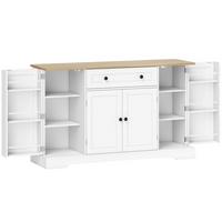 SIDEBOARD Spanplatte MDF Weiß - Schwarz/Weiß, Holzwerkstoff/Metall (40/83.5/138cm) - HOMCOM