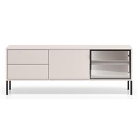 TV-LOWBOARD Barnee mit beleuchteter Glasvitrine, Kaschmirgrau, 160 cm - Taupe/Schwarz, Holzwerkstoff/Metall (160/58.9/40cm) - Selsey