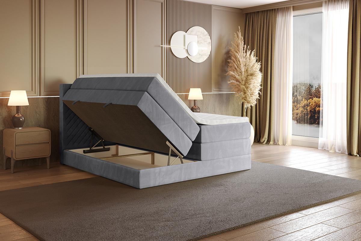 BOXSPRINGBETT mit Matratze H3|H4 und Lattenrost - VEXA KING-180x200 - Grau Monolith - Grau, Holzwerkstoff (180/200cm) - ALTDECOR