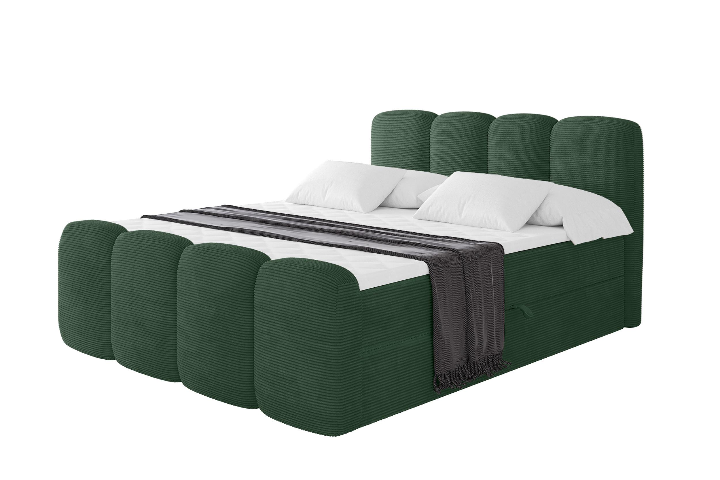 BOXBETT mit Matratze H4 - NINA-Z - 180x200 cm Grün - Waldgrün, Holzwerkstoff (180/200cm) - ALTDECOR