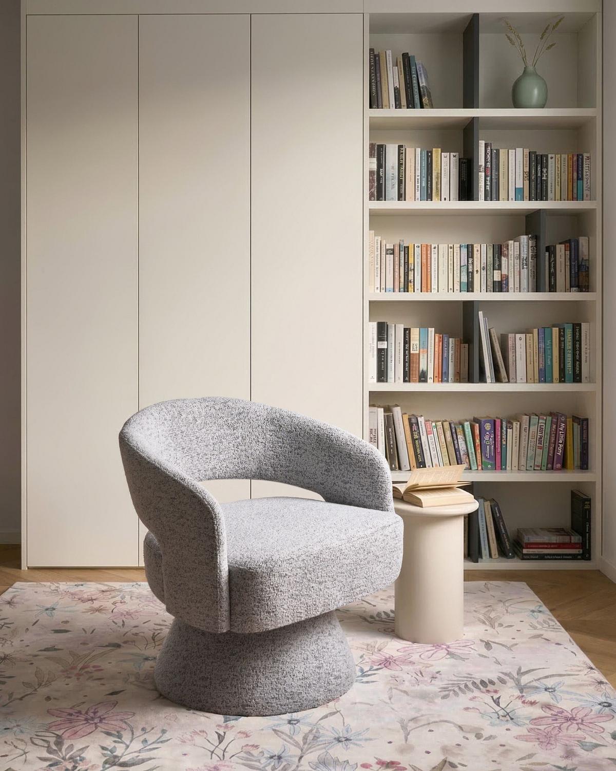 DREHSESSEL Grau Eidal - Grau, Textil (68/71/68cm) - Beliani